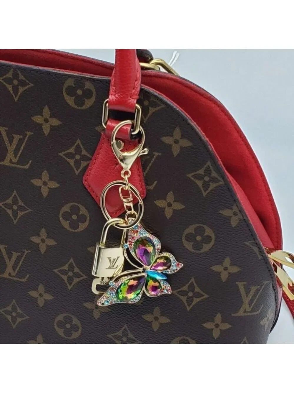 Authentic Louis Vuitton Gold Lock 🔒 Keychain Bag Unbranded Butterfly Charm LV